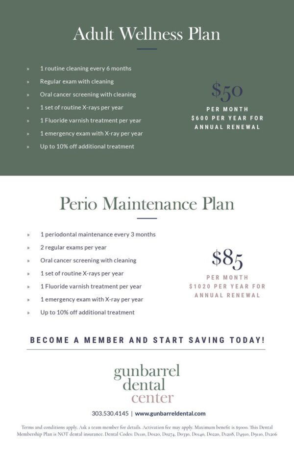 Boulder CO Dentist Office Dental Membership Plan