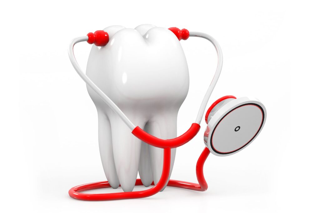 3D cartoon image of a tooth wearing a stethoscope tooth pain emergency dentistry dentist in Nashville Tennessee